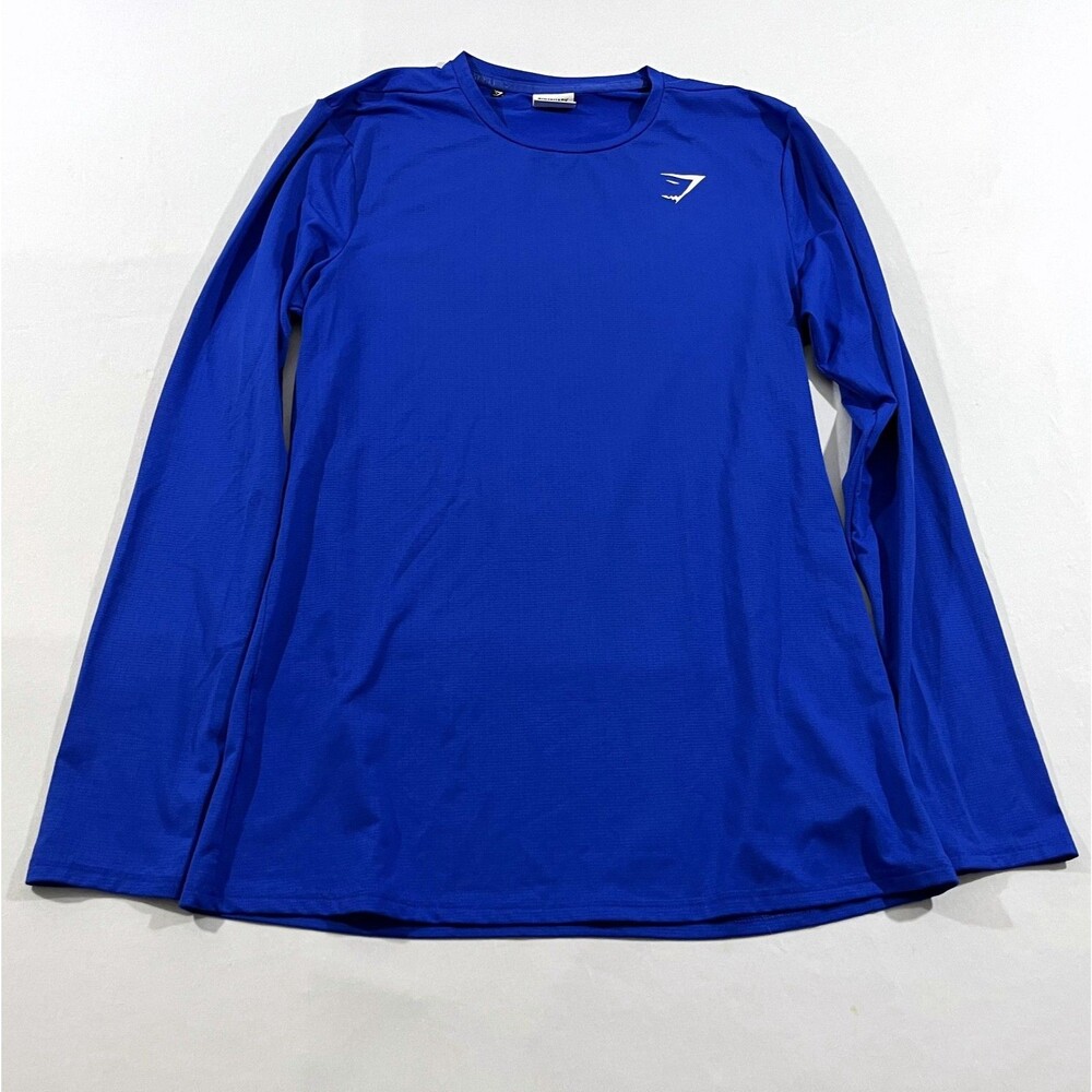 Gymshark Arrival Long Sleeve Athletic Breathable T-Shirt Blue Mens Gym Top Sz S